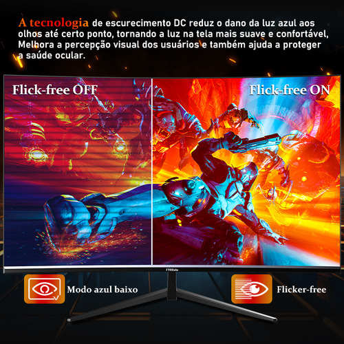 Monitor Gamer Curvo Fyhxele 27" 2K Qhd lcd 165Hz 1ms Hdmi/dp FreeSync Negro