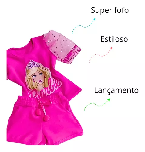 Roupa para boneca Barbie conjunto short e blusa