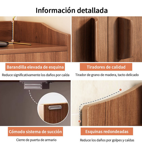 Credenza Bufetera Madera Color Nuez Estilo Retro Organizador Marrón