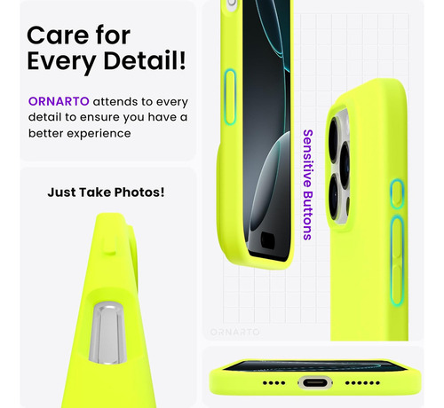 Capa Ornamto Para iPhone 16 Pro Max, Amarela Fluorescente, P