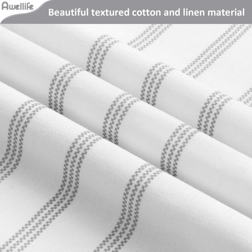 Cortina Para Ducha De Lino Diseño Rayas Estilo Bohemio Gris Gris Rayas