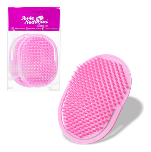 Pente Pata Pata Escova Oval Modelador De Cabelos Rosa 2 Und.