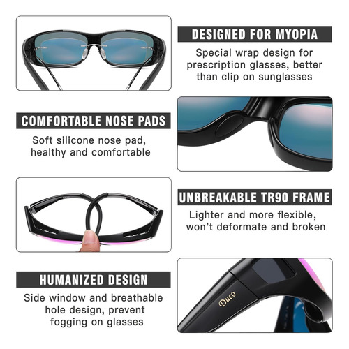 Duco Gafas Envolventes Fitover Gafas Polarizadas Sobre Gafas