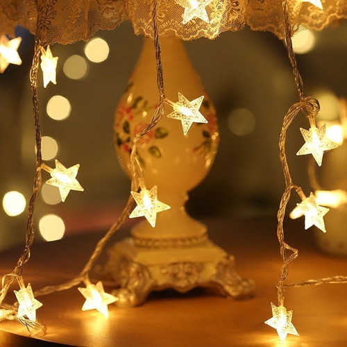 Imagen 6 de 8 de Tira Led Bolita Estrella Guirnalda Blanca Calida 5 Mts 220v