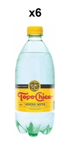 6 Pack Agua Mineral Topo Chico Botella 600ml 6 Botellas