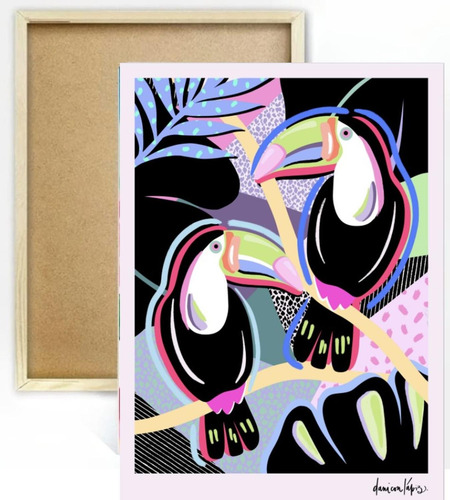 Tucanes Kit Pintura Por Números 30x40 Lienzo Con Bastidor