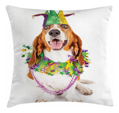 Ambesonne Funda De Cojin De Mardi Gras, Diseno De Perro Con 