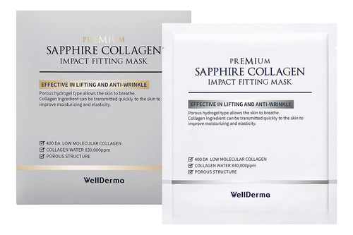 Wellderma Mascara De Colageno De Zafiro Premium, 4 Hojas, An