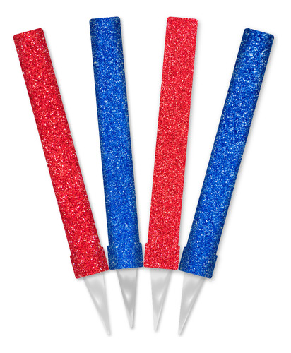 Pack 4 Bengalas De Tigre Gibre Roja Y Azul Para Tortas