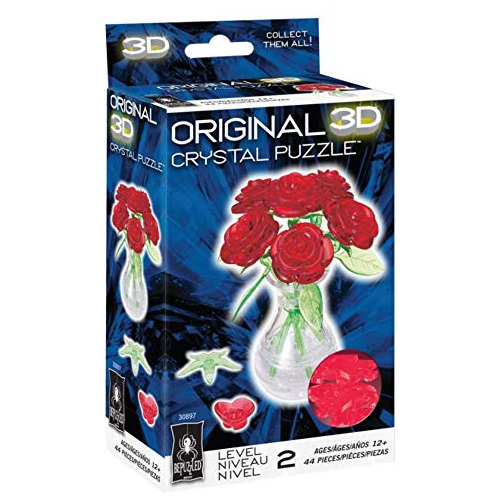 Bepuzzled Rosas Originales En 3d En Un Florero Cristal