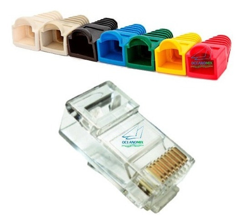 Pacote 10 Rj45 Cat6 Contatos Ouro + 10 Capas Emborrachadas