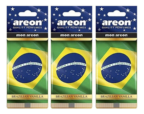 3 Cheirinho Pra Carro Aromatizador Areon Brazilian Vanilla