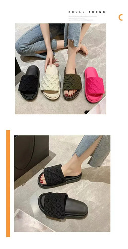 2024 Pantufas Femininas De Salto Grosso Com Plataforma, Fita