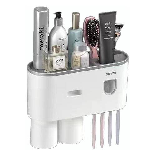 Organizador Con Dispensador De Pasta Dental Baño 2 Vasos