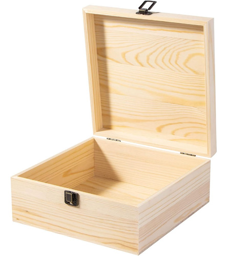 Useekoo Caja De Almacenamiente De Madera Con Tapa Con Bisagr