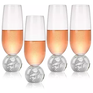 Juego De Copas De Champán De Cristal Set De 4, Copas D...