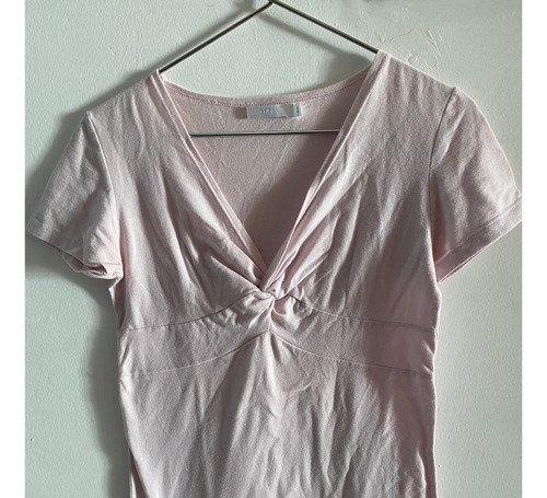 Remera Basica Rosa Bebe | Mujer | Manga Corta | Frunce