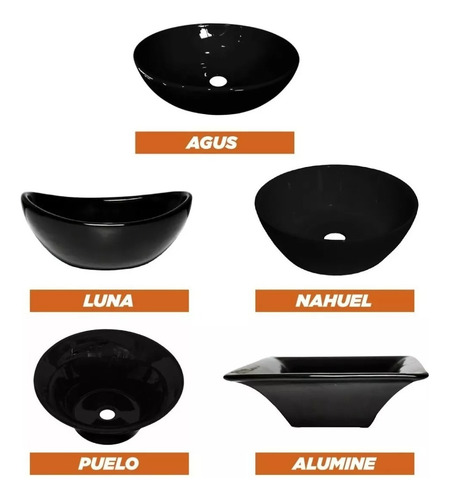 Bacha De Apoyo Loza Sofy Color Daccord Negro Loza Brillante