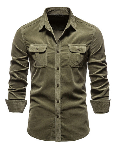 Pana Algodón Hombre Camisa Informal Ajustada Chaqueta