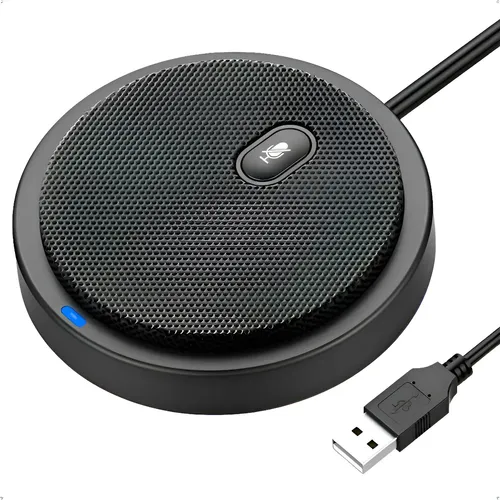 Microfone De Mesa Para Conferência Condensador Omnidirecional Usb Com Botão Mudo Ideal Para Home Office, Reunião Online, Zoom, Teams, Google Meet, Skype, Streaming, Áudio Claro