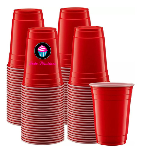 90 Vasos Plasticos Descartables Rojos Tipo Americanos 400 Cc