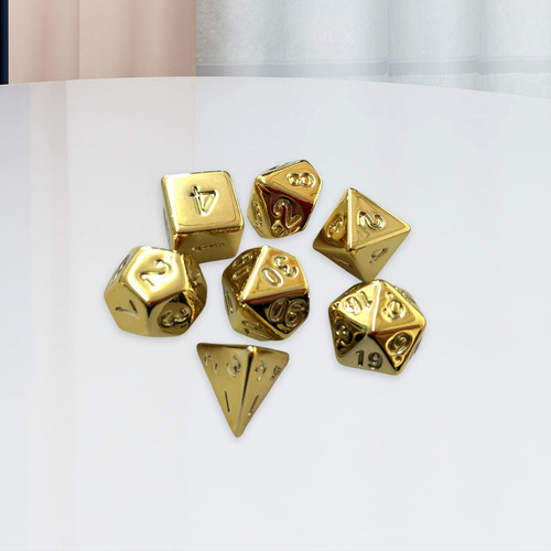 2 X 7x Dados De Varios Lados D4-d20 Juego De Dados Dorado