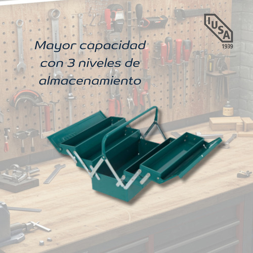 Caja De Herramientas Total Iusa 16 Metálica 3 Niveles