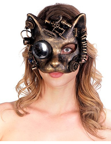 Arsimus Victorian Steampunk Cat Face Masquerade Mask Rave Ge
