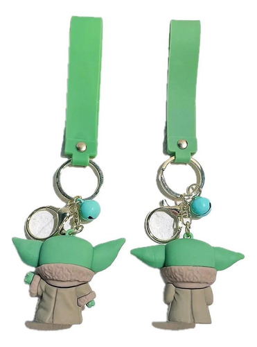 Dois Chaveiros Star Wars Grogu Mandaloriano Pocket Bebê Yoda Cor Verde