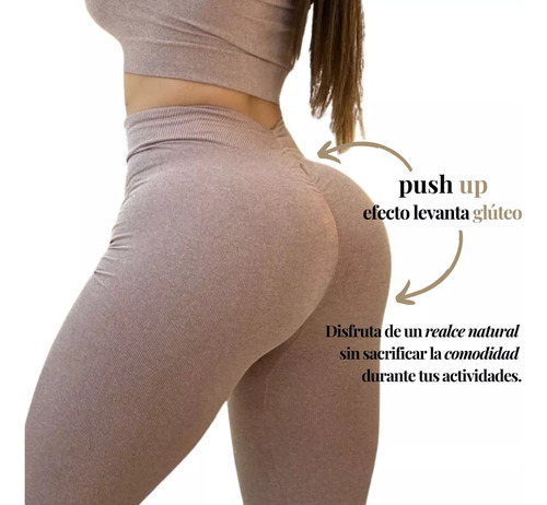 Top Bralette + Leggin Push Up (color Arena Y Tela Suave)