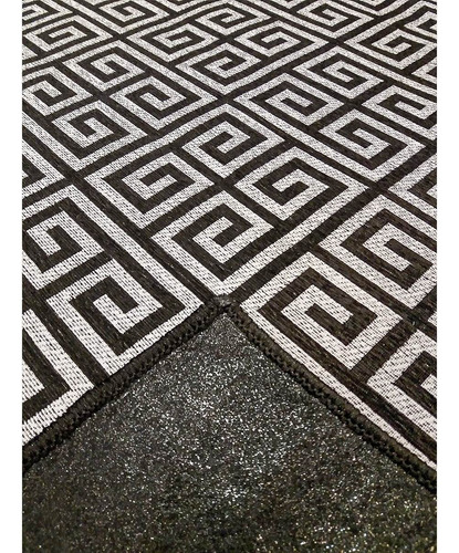 Tapete Sala Geometrico Grego 150x200 Antiderrapante Lavavel Cor Preto