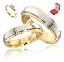 Comprar Par Anéis Alianças De Namoro  Compromisso Banhado A Ouro 18k