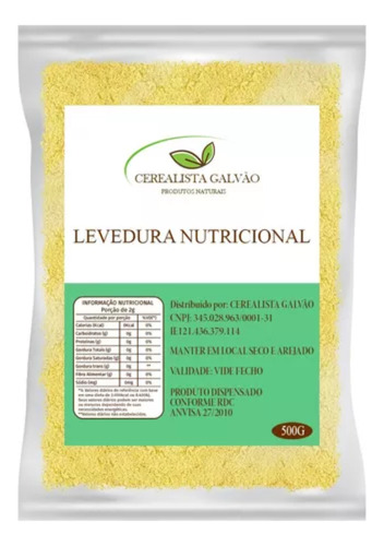 Suplemento en copos Cerealista Galvão  Premium Levadura Nutricional rico en proteínas y fibras sabor natural en plástico de 500g