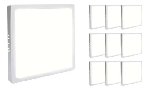 Kit 10 Painel Plafon Led 25w Quadrado Sobrepor Branco Neutro