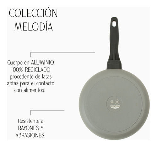 Sartén Hondo 24 Cm Con Tapa Melodía De Moneta + 3 Utensilios