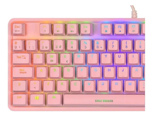 Imagen 2 de 2 de Teclado Eagle Warrior Valkiria QWERTY Outemu Blue español España color rosa con luz RGB
