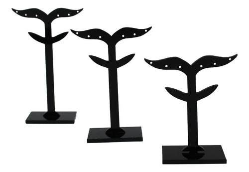 Set 3 Exhibidores Aros Colgantes Acrilico Negro Mod. Ramitas