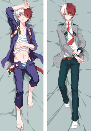 Dakimakura Bnha Todoroki 2 Lados Funda Sola 50 X 150 Blanco Todoroki 2