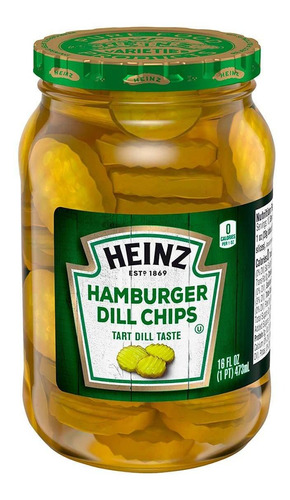 Pepinillos Heinz Hamburger Dill Chips Frasco De Vidrio 473ml