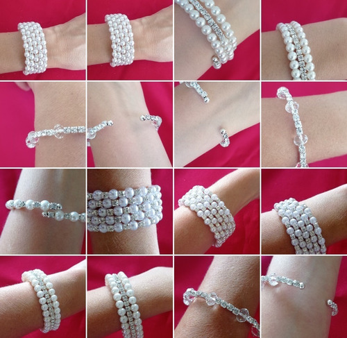 Pulseras Con Perlitas Y Cristales 