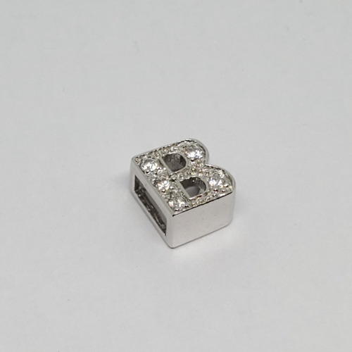 Imagen 3 de 8 de Dije Plata Rodinada Letra B Con Cubic