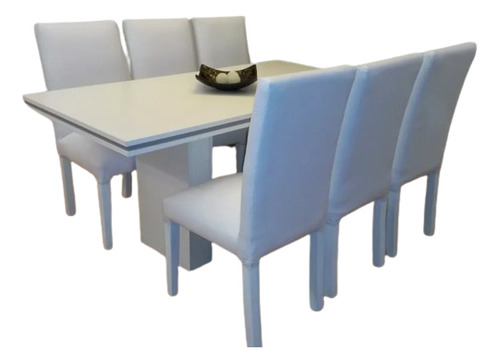 Juego de comedor CEDISENO CEDISENO Moderno color blanco con 6 sillas diseño liso mesa de 160cm de largo máximo x 80cm de ancho x 77cm de alto