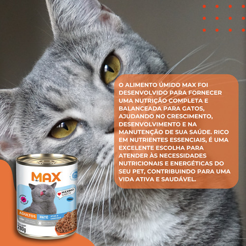 Ração Úmida Patê Gato Adulto Atum Sardinha 280g Max Cat