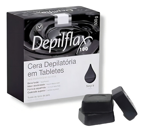 Kit 4 Ceras Negra Depilação Em Tablete Quente Depilflax 500g