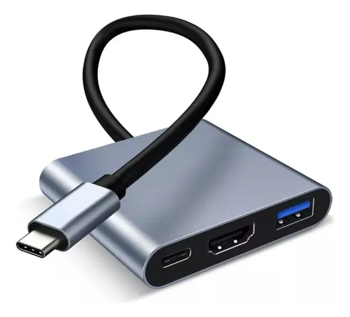 Adaptador conversor USB 3.0 tipo C para HDMI 4k 3 em 1 Menor preço em Adaptador conversor USB 3.0 tipo C para HDMI 4k 3 em 1