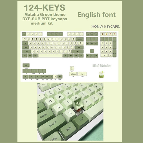 Bricolaje Decorativo Pbt 124 Teclas Keycaps Cover Inglés