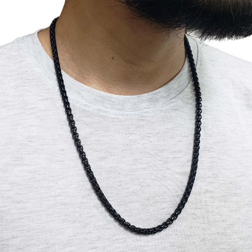 Cadena De Hombre Collar Negro Acero Urbano Unisex 10 Mr.bou