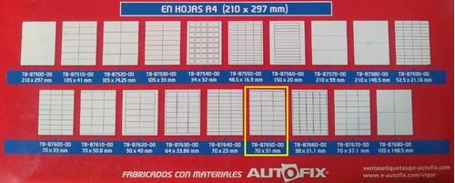 Imagen 2 de 2 de Etiqueta Autoadhesiva A4 Etidata Para Impresora - 8765 - 25h
