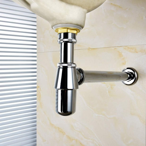 Sifão Lavatório Banheiro Metal Com Copo Cromado Anti-odor