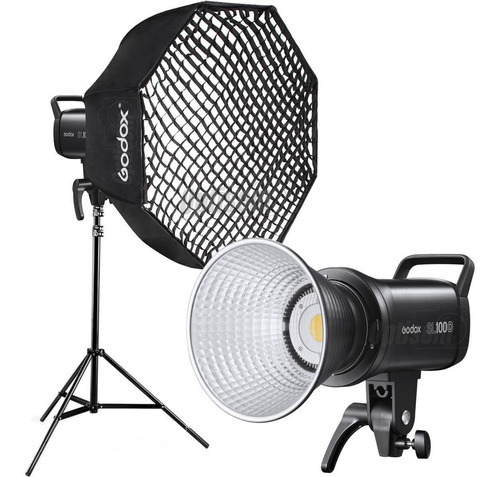 Painel Led Godox Sl100d Video Com Softbox 120cm Grid E Tripe Cor da estrutura Preto Cor da luz Branco-frio 127/220V